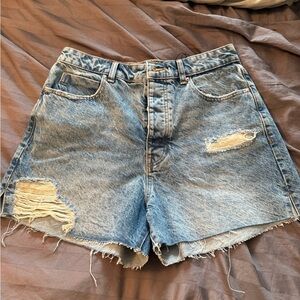 NWT Zara Blue Distressed Jean Shorts